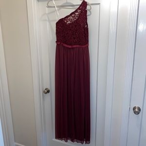 Maroon/wine floor length bridesmaid dress